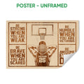 Unframed basketball poster featuring a player holding a ball beneath a basketball hoop