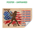 Unframed softball poster featuring a batter silhouette, red and blue flag colors, and motivational artwork