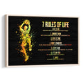 Framed basketball wall art with a player holding a basketball and colorful motivational design
