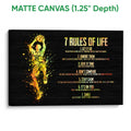Matte canvas basketball wall art featuring a colorful player illustration and motivational rules design