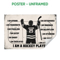 Unframed hockey player poster with an ice rink design and bold motivational artwork