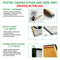 Hockey wall art format guide showing poster, matte canvas and framed canvas options