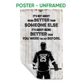 Unframed hockey poster featuring a player silhouette and bold motivational typography