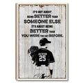 Framed baseball wall art with a player holding a glove against a distressed white wood background