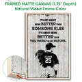 Framed baseball wall art displayed with a natural wood frame and close-up of the wood finish