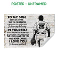 Unframed baseball poster with an inspirational message, player silhouette, glove, and rustic wood-style background