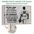 Natural wood framed baseball wall art with a player silhouette, glove, and bold inspirational typography