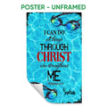 Unframed swimming poster featuring colorful pool goggles, turquoise water, and inspirational Christian typography