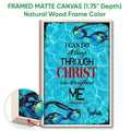 Natural wood framed swimming wall art with colorful goggles and turquoise pool-inspired scripture design