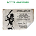 Unframed softball poster featuring a batter silhouette and uplifting motivational typography