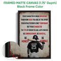 Black framed canvas baseball wall art with a batter and distressed red and black design