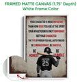 White framed canvas baseball wall art with a motivational message and batter illustration