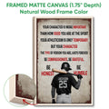 Natural wood framed baseball wall art featuring a batter and vintage-inspired message design