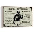 Framed baseball wall art with a batter silhouette and vintage-style motivational lessons