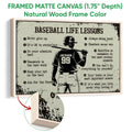 Natural wood framed baseball wall art with a batter silhouette and distressed design details