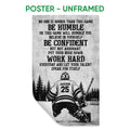 Unframed hockey poster featuring a goalie illustration, bold motivational typography, and grayscale rink scene
