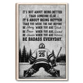 Framed hockey wall art showing a goalie on the ice beneath a bold motivational message