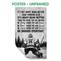 Unframed hockey poster featuring a goalie, hockey stick, rink, trees, and motivational typography