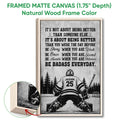Framed hockey canvas wall art shown with a natural wood frame and close-up detail