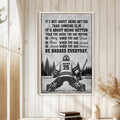 Framed hockey motivational wall art displayed on a light wood-paneled wall in a home interior