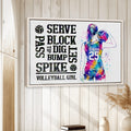 Volleyball wall art displayed on a light wood wall in a bright sports-inspired room