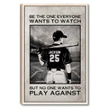 Framed baseball wall art featuring a batter in a stadium with bold black and white motivational text