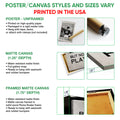 Poster and canvas wall art options showing the baseball design in unframed and framed formats