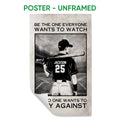 Unframed baseball poster featuring a batter at the plate in a monochrome stadium scene