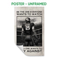 Unframed football poster featuring a helmeted player holding a football on a stadium field