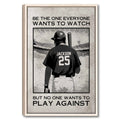 Framed baseball wall art showing a batter in a stadium with bold black and gray artwork