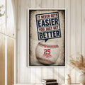 Baseball wall art displayed in a bright home with white paneled walls and neutral decor