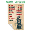 Unframed volleyball poster featuring a female player, volleyball, and distressed red and navy typography