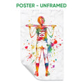 Unframed softball poster featuring a colorful watercolor-style batter holding a bat