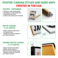 Wrestling wall art format guide showing unframed poster, matte canvas, and framed canvas options