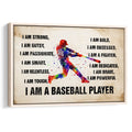 Framed baseball wall art featuring a colorful batter and bold motivational typography