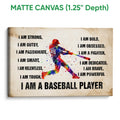 Matte canvas baseball wall art featuring a colorful batter and distressed typography