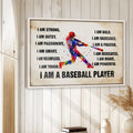 Framed baseball wall art displayed on a light wood wall in a home decor setting