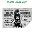 Unframed volleyball poster featuring a female player with a volleyball and motivational sports lettering