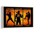 Framed baseball wall art with black silhouettes, orange sunset panels, and a natural wood frame