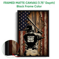 Black framed canvas baseball wall art with a close-up view of the raised frame edge