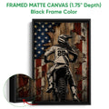 Framed motocross canvas wall art shown with a black frame and detailed rider artwork