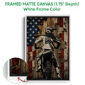 Framed motocross canvas wall art shown with a white frame and detailed rider artwork