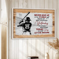 Framed baseball wall art displayed in a bright room with white wood paneling and neutral decor