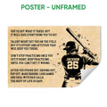 Unframed baseball poster featuring a batter with a bat and vintage motivational artwork