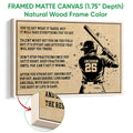 Natural wood framed baseball canvas wall art with batter illustration and vintage styling