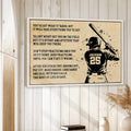 Baseball wall art displayed in a bright room with white wood walls and natural wood frame