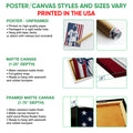 Lacrosse wall art format guide showing poster, matte canvas and framed canvas options