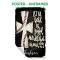 Unframed baseball poster featuring crossed baseball bats and an inspirational faith-inspired design