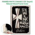 Natural wood framed baseball wall art with crossed bats and a black, cream, and red color palette