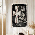 Baseball faith-inspired wall art displayed in a bright farmhouse-style room with white paneled walls